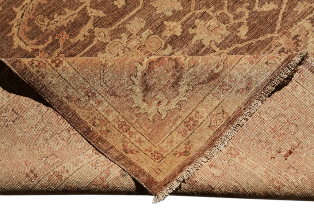 9 x 11.8 Brown Neutral Warm Colors Handmade Zigler Chobi Rug #F-4178