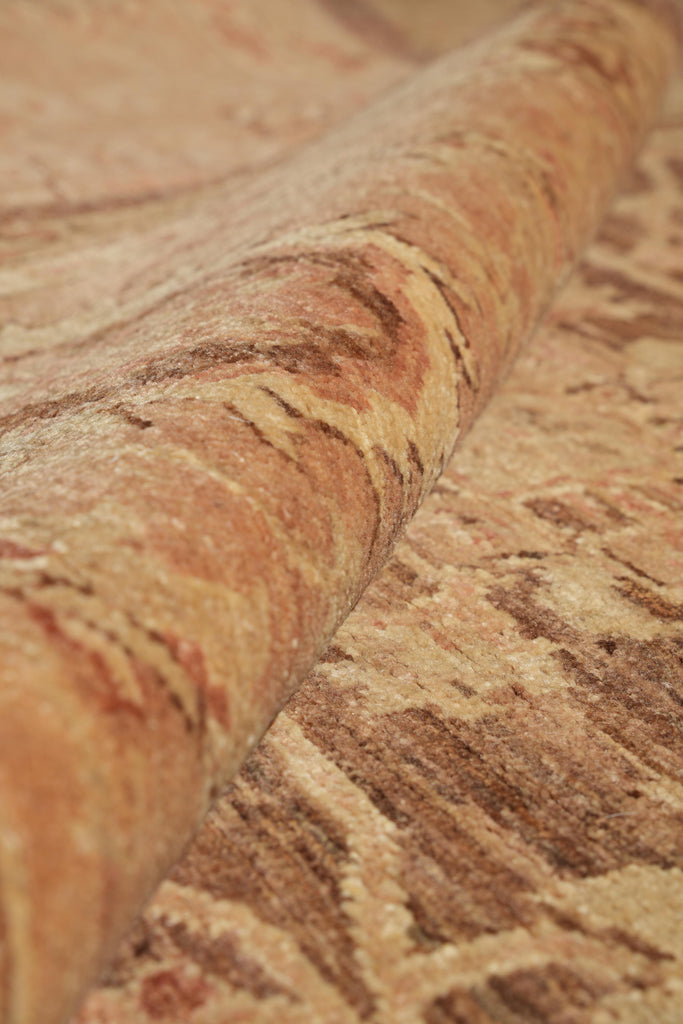 9 x 11.8 Brown Neutral Warm Colors Handmade Zigler Chobi Rug #F-4178