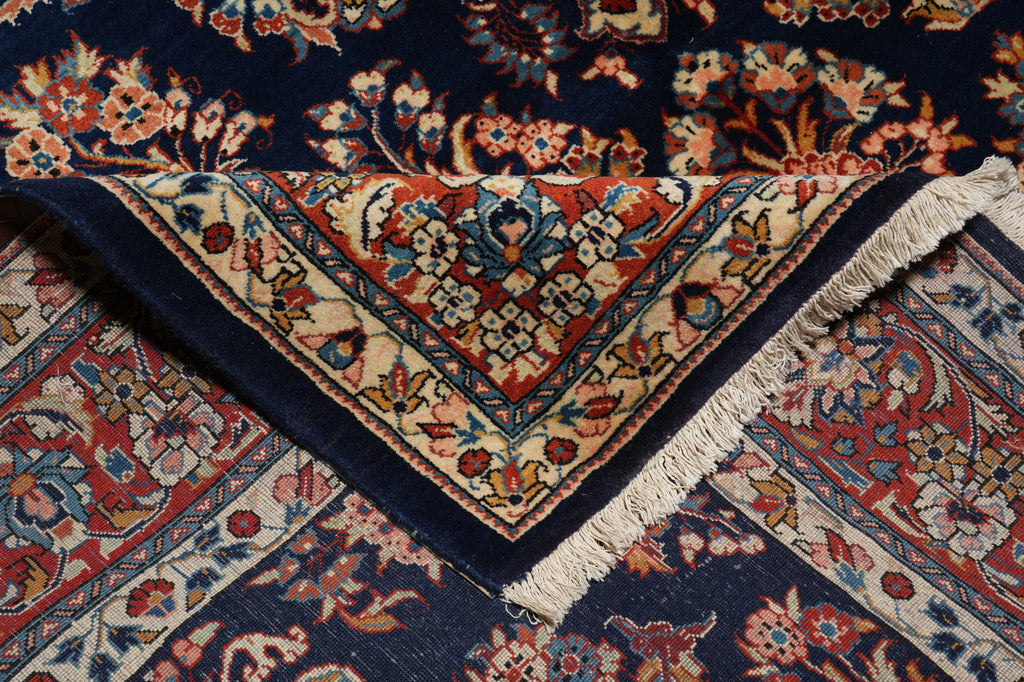 7.3 x 9.8 Navy Blue Fine Persian Sarouk Rug #B-72319