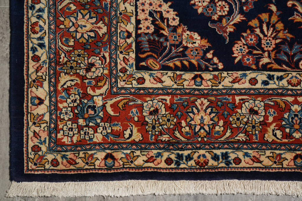 7.3 x 9.8 Navy Blue Fine Persian Sarouk Rug #B-72319