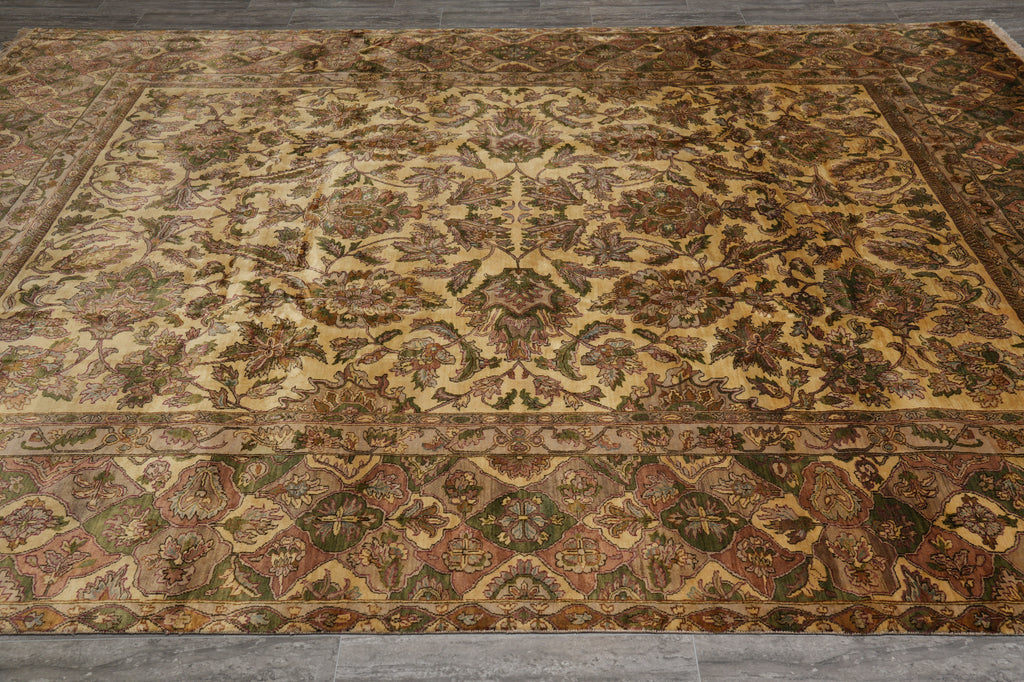 9 x 12 Quality Wool Area Rug Handmade Jaipur Lustrous Dense Wool Beige Gold #PIX-3546