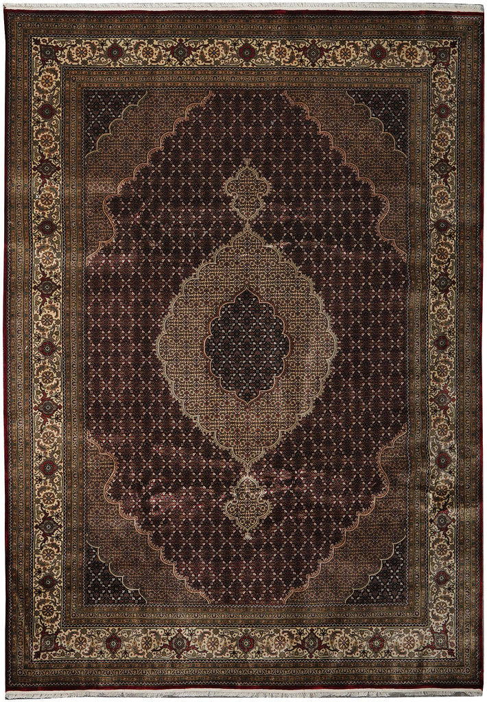 Decorative rug with intricate patterns on a plain background