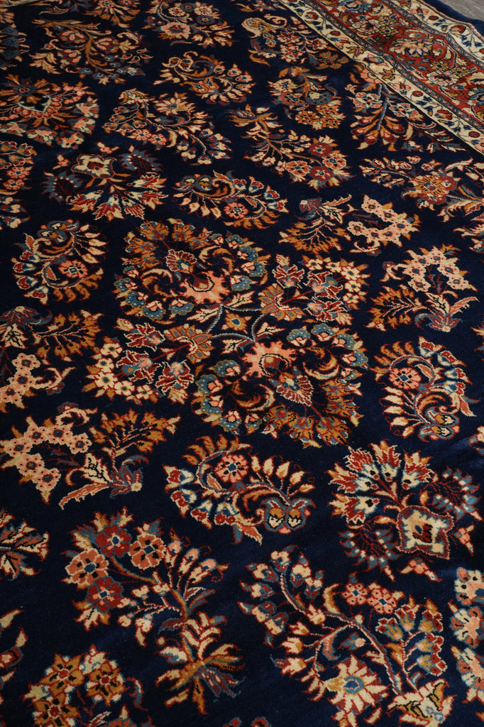 7.3 x 9.8 Navy Blue Fine Persian Sarouk Rug #B-72319