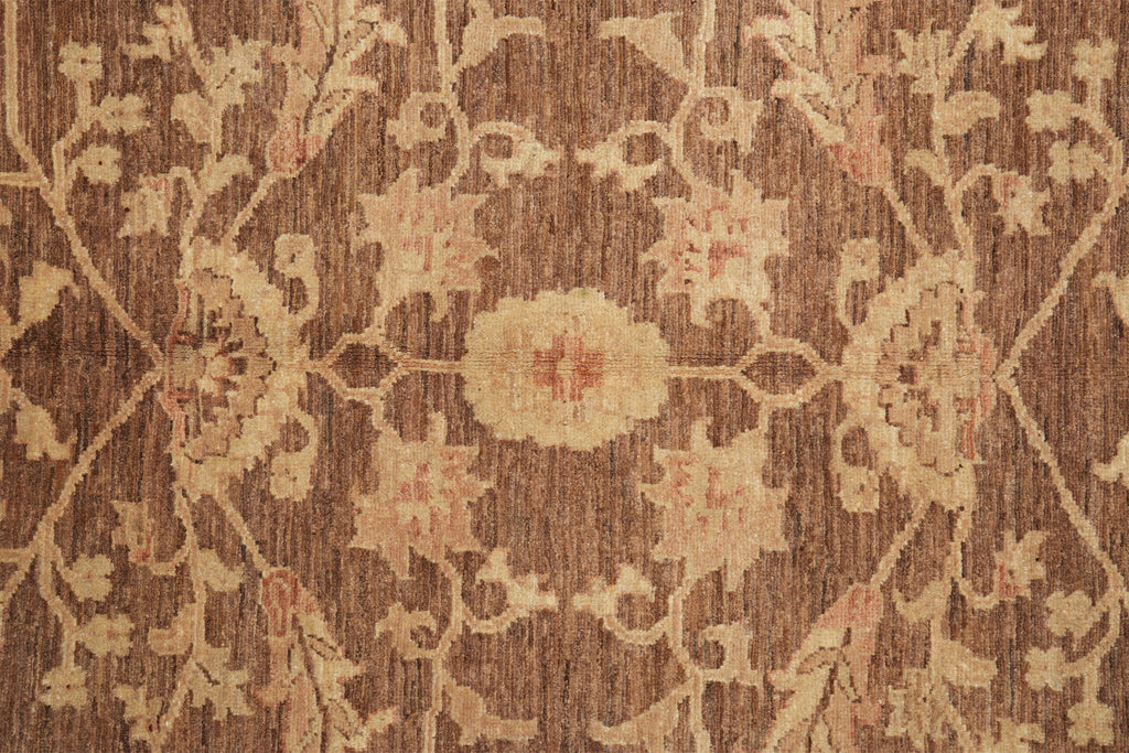 9 x 11.8 Brown Neutral Warm Colors Handmade Zigler Chobi Rug #F-4178