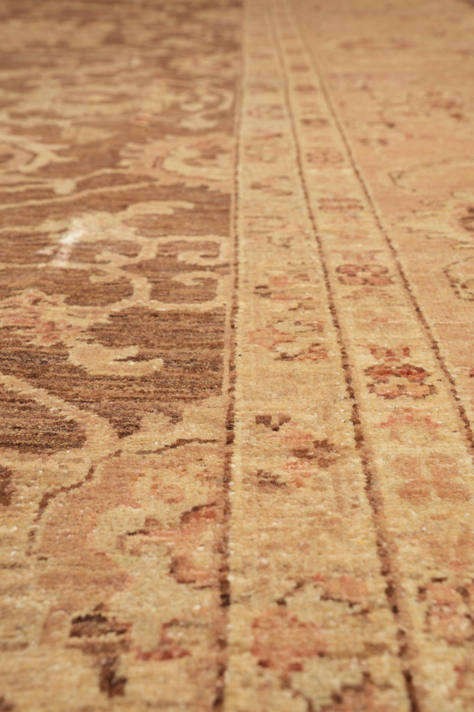 9 x 11.8 Brown Neutral Warm Colors Handmade Zigler Chobi Rug #F-4178