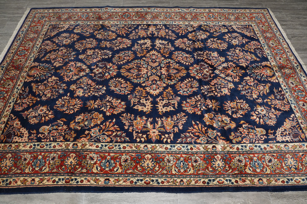 7.3 x 9.8 Navy Blue Fine Persian Sarouk Rug #B-72319