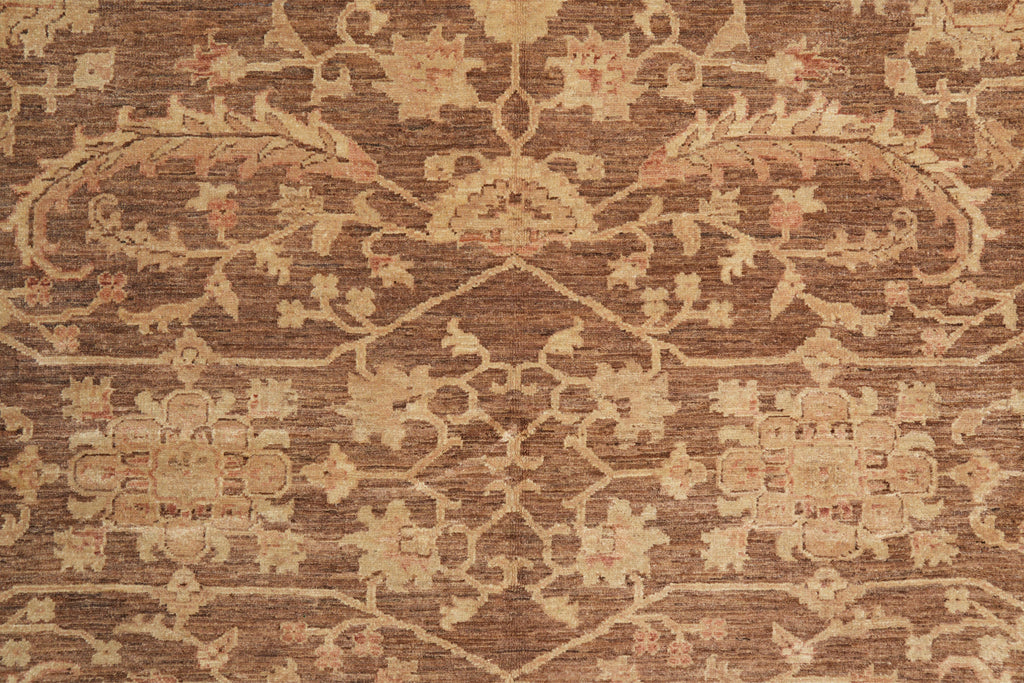 9 x 11.8 Brown Neutral Warm Colors Handmade Zigler Chobi Rug #F-4178