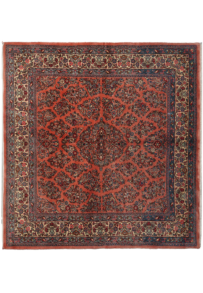 6.8 x 6.8 Salmon Fine Persian Sarouk Square Rug #B-72318