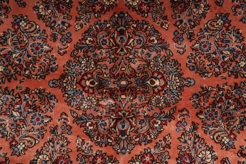 6.8 x 6.8 Salmon Fine Persian Sarouk Square Rug #B-72318