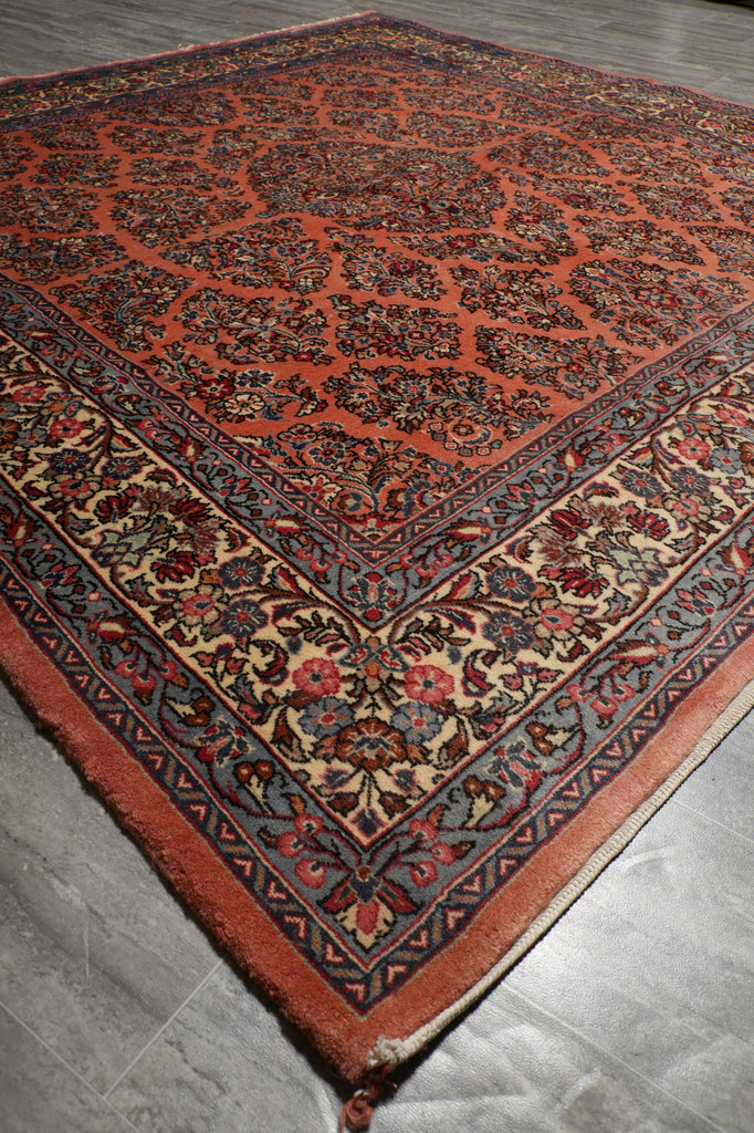 6.8 x 6.8 Salmon Fine Persian Sarouk Square Rug #B-72318