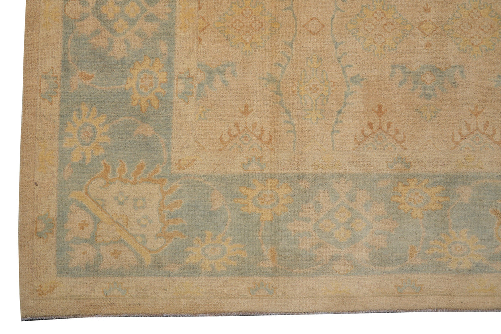 9 x 12 Beautiful Handmade Chobi Peshawar Rug Tan Green #F-4179