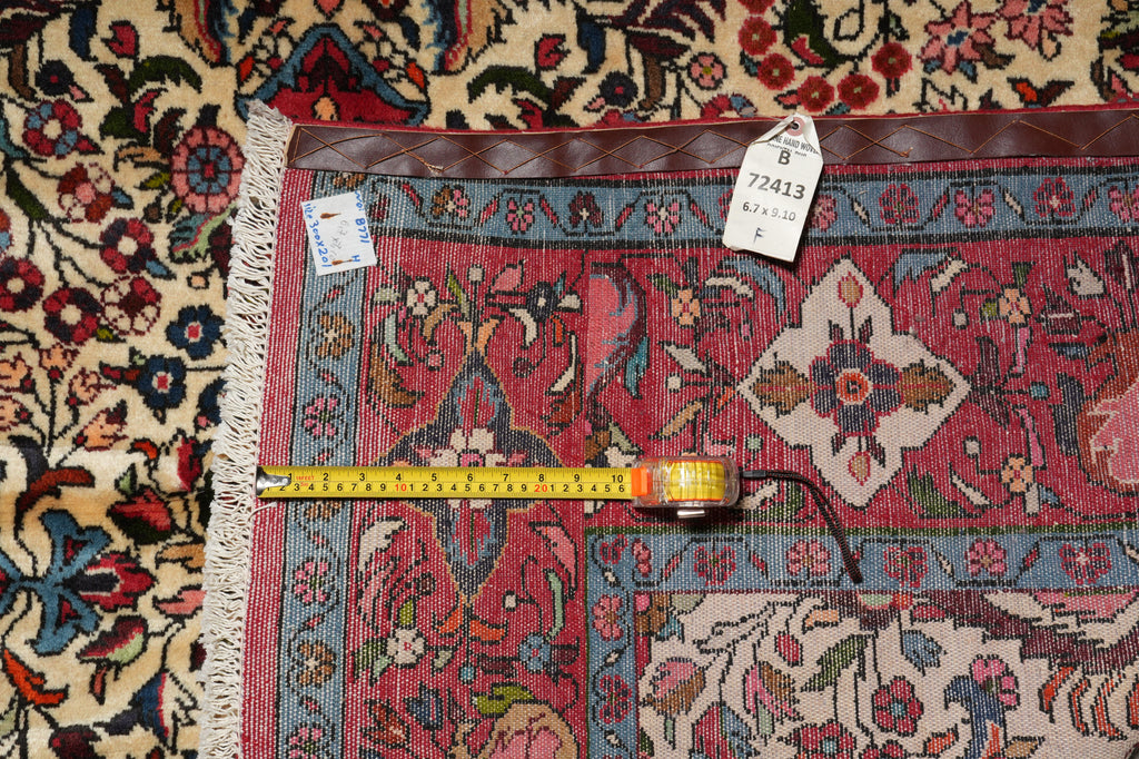 6.7 x 10 Ivory Fine Persian Lilihan Bibikabad Rug #B-72413