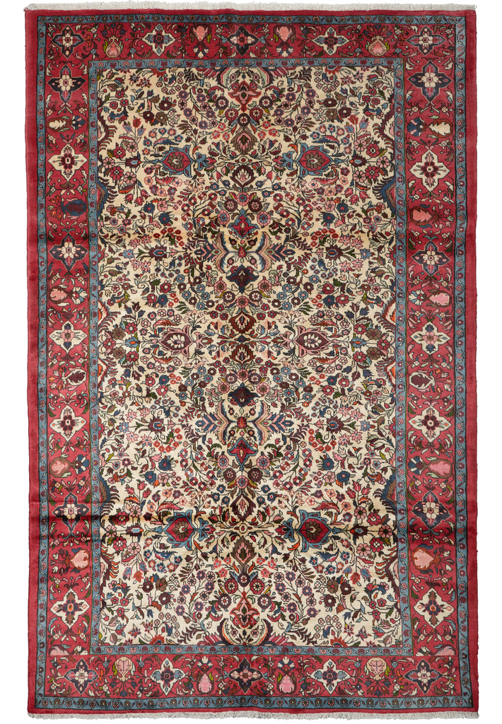 6.7 x 10 Ivory Fine Persian Lilihan Bibikabad Rug #B-72413