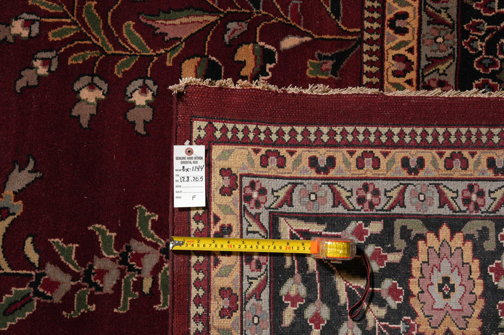 12.8 x 20.5 New Handmade Sarouk Wool Rug Burgundy #PIX-1144