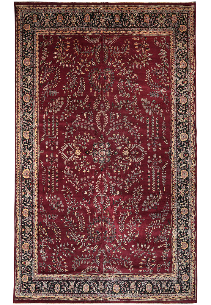12.8 x 20.5 New Handmade Sarouk Wool Rug Burgundy #PIX-1144