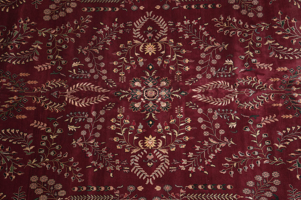 12.8 x 20.5 New Handmade Sarouk Wool Rug Burgundy #PIX-1144