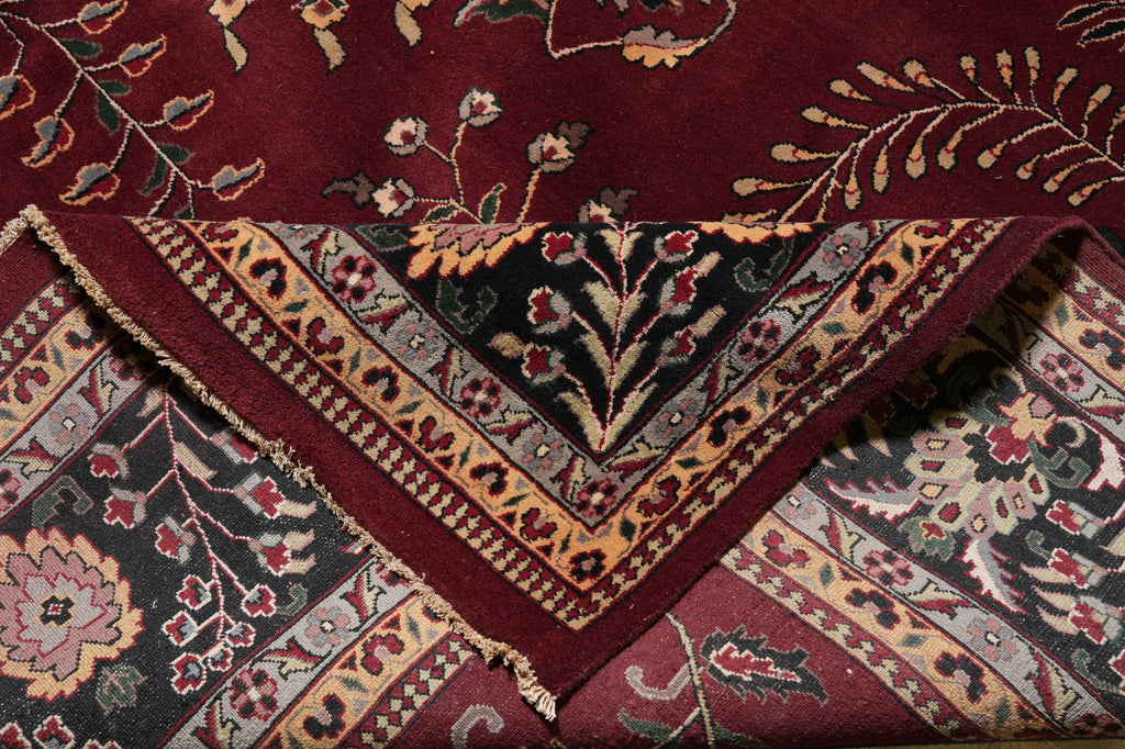 12.8 x 20.5 New Handmade Sarouk Wool Rug Burgundy #PIX-1144