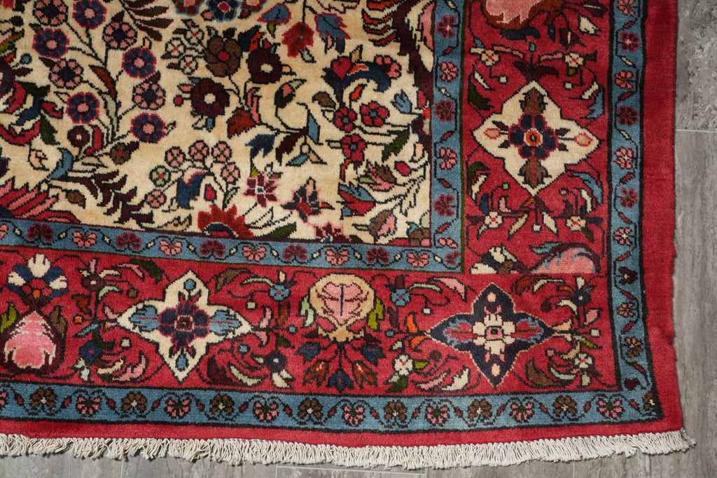 6.7 x 10 Ivory Fine Persian Lilihan Bibikabad Rug #B-72413