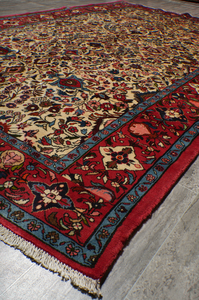 6.7 x 10 Ivory Fine Persian Lilihan Bibikabad Rug #B-72413