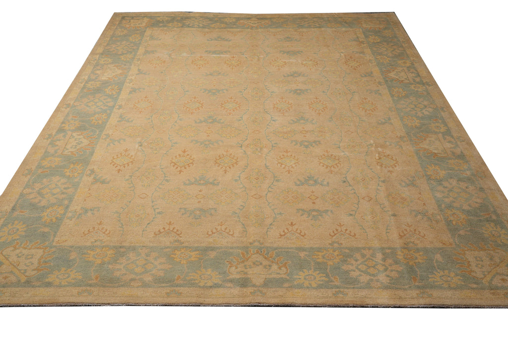 9 x 12 Beautiful Handmade Chobi Peshawar Rug Tan Green