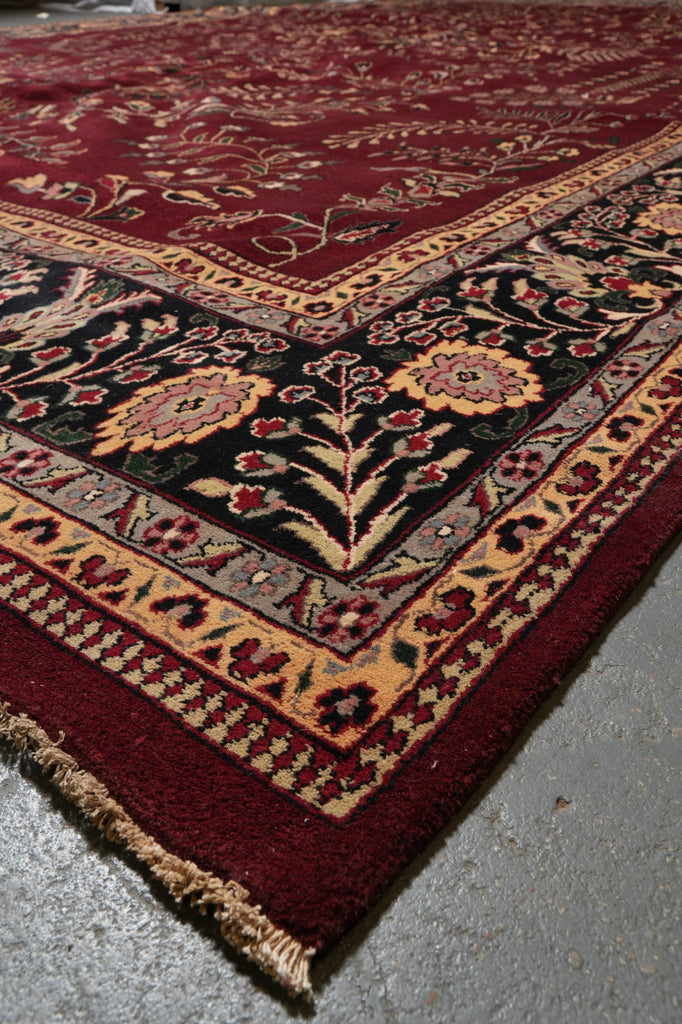12.8 x 20.5 New Handmade Sarouk Wool Rug Burgundy #PIX-1144