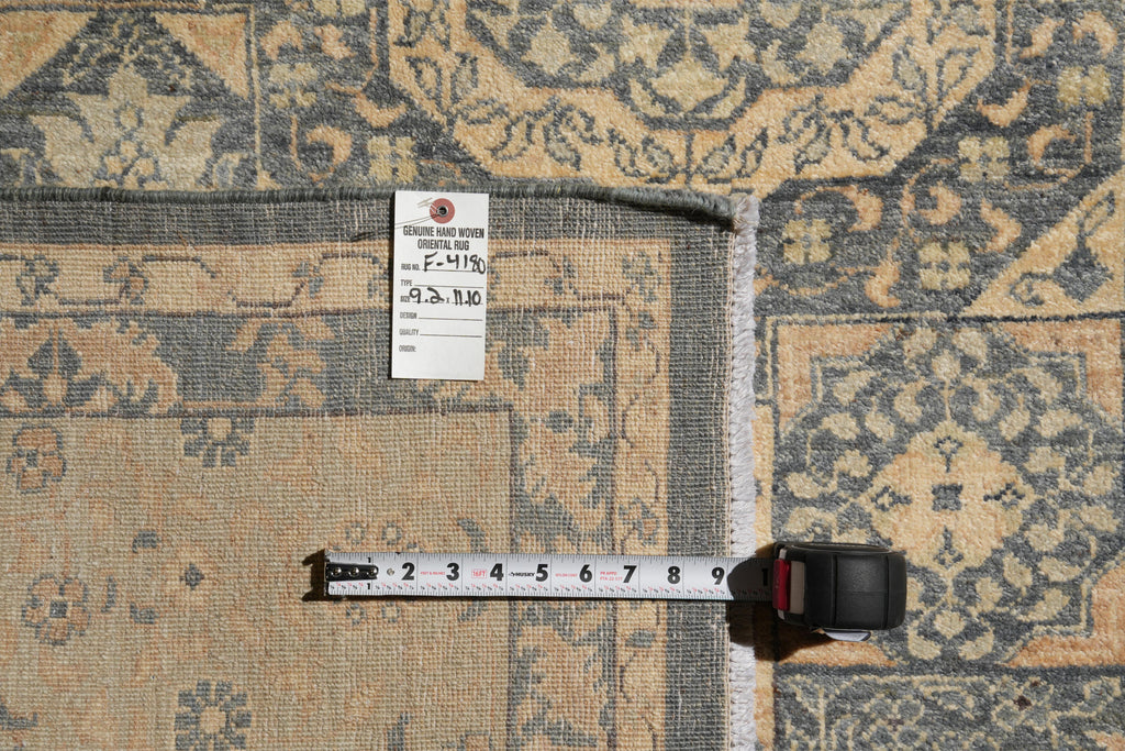 9.2 x 12 Gray Neutral New Handmade Chobi Rug #F-4180