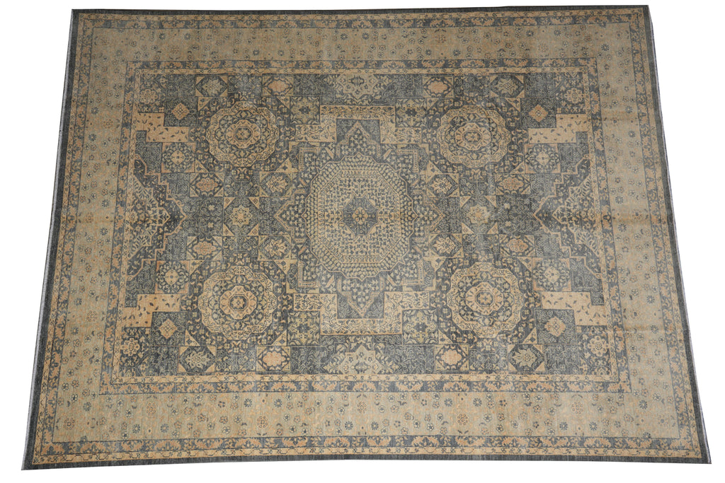 9.2 x 12 Gray Neutral New Handmade Chobi Rug #F-4180