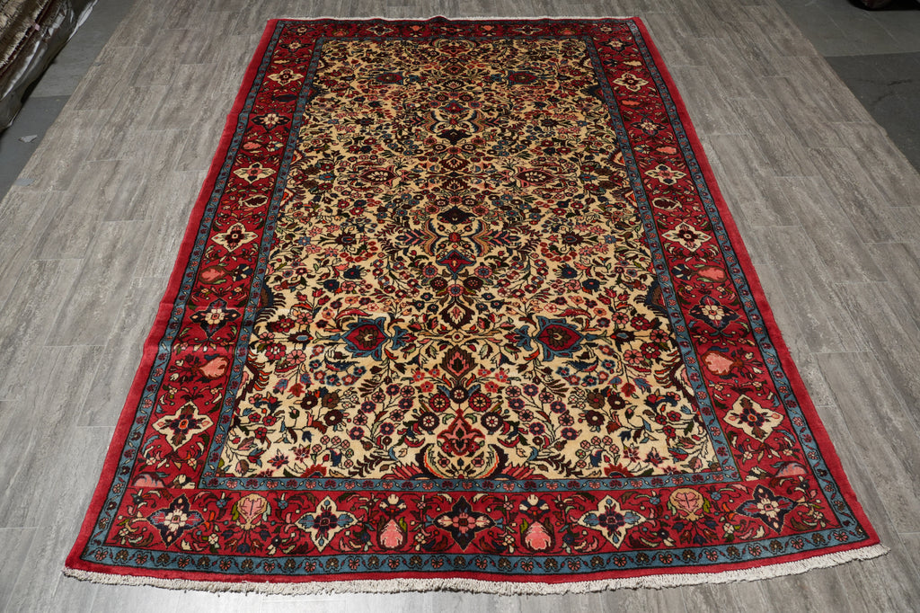 6.7 x 10 Ivory Fine Persian Lilihan Bibikabad Rug #B-72413