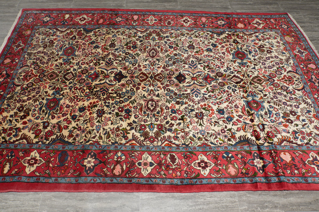 6.7 x 10 Ivory Fine Persian Lilihan Bibikabad Rug #B-72413