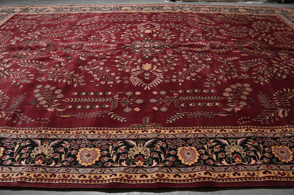 12.8 x 20.5 New Handmade Sarouk Wool Rug Burgundy #PIX-1144