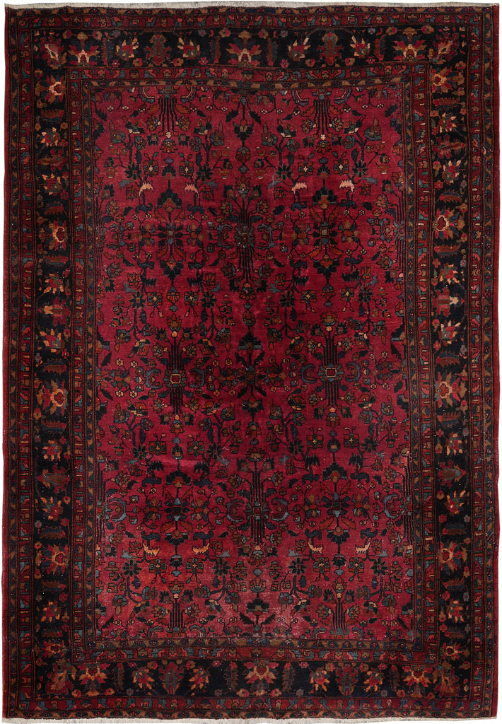 8.6 x 11.9 Antique Persian Lilihan Rug 1930's Rich Mahagony #F-4153