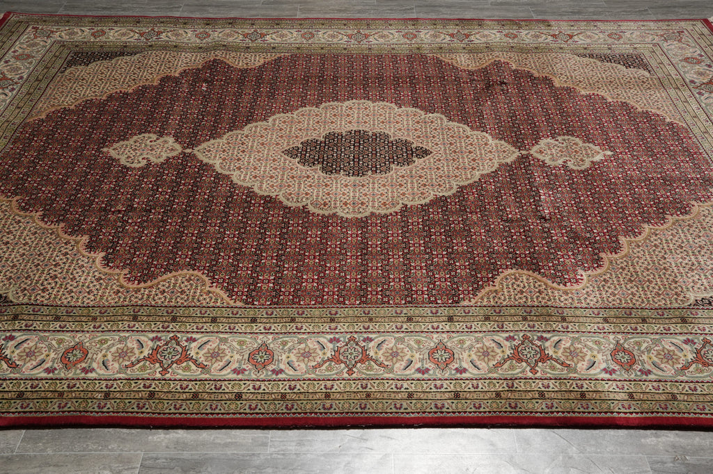 8.4 x 11.4 Fine Quality Hand-Knotted Wool and Silk Mahi Tabriz Rich Elegant Roby #F-3148