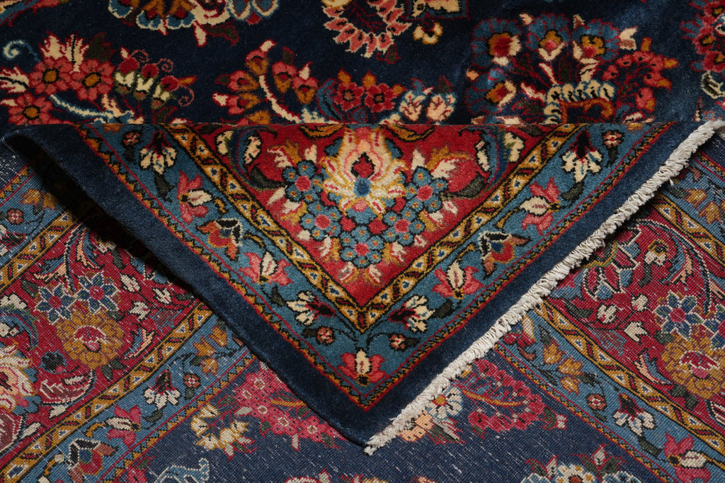 7 x 10 Navy Blue Fine Persian Sarouk Wool Rug #B-72420