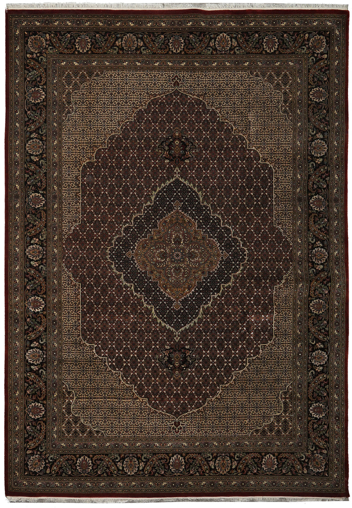 Decorative rug with intricate patterns on a plain background