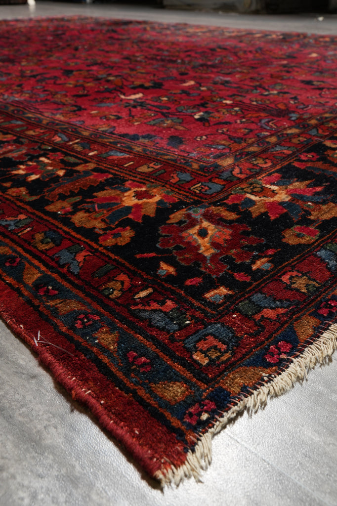 8.6 x 11.9 Antique Persian Lilihan Rug 1930's Rich Mahagony #F-4153