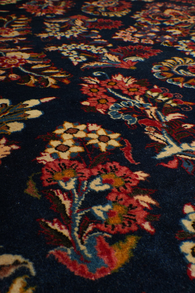 7 x 10 Navy Blue Fine Persian Sarouk Wool Rug #B-72420