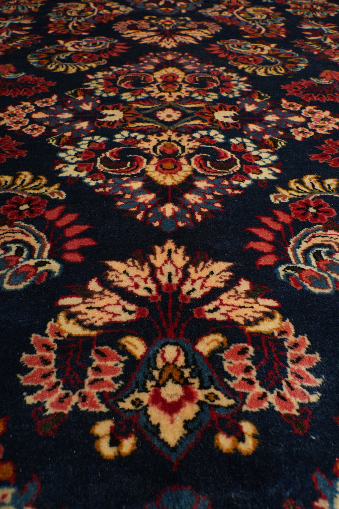 7 x 10 Navy Blue Fine Persian Sarouk Wool Rug #B-72420