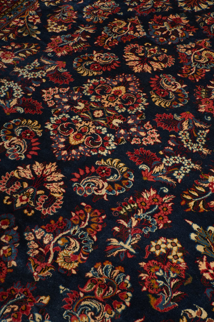 7 x 10 Navy Blue Fine Persian Sarouk Wool Rug #B-72420