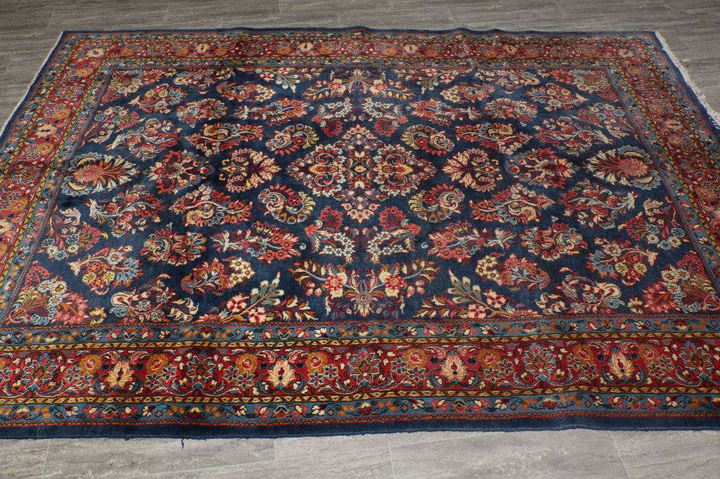 7 x 10 Navy Blue Fine Persian Sarouk Wool Rug #B-72420