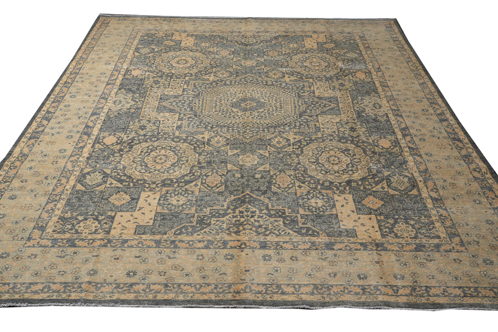 9.2 x 12 Gray Neutral New Handmade Chobi Rug #F-4180