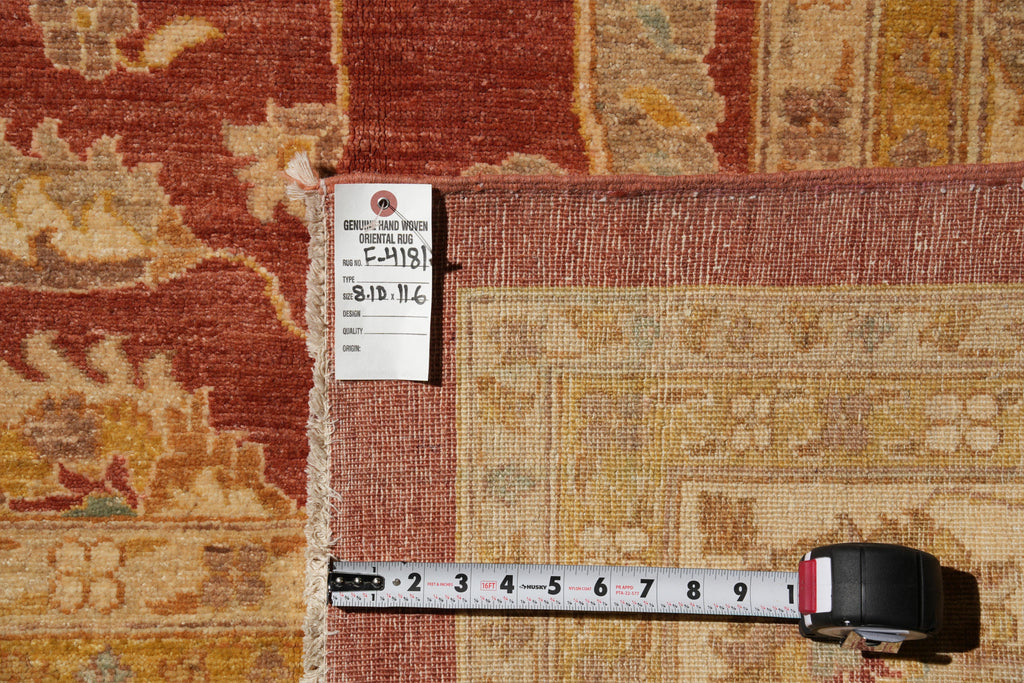 8.10 x 11.6 New Handmade Zigler Chobi Carpet Rust Coral #F-4181