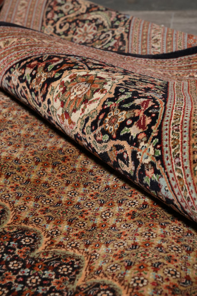 11.6 x 16.6 Authentic Persian Tabriz Mahi Handmade 400 KPSI Wool and Silk Rug Black #PIX-691