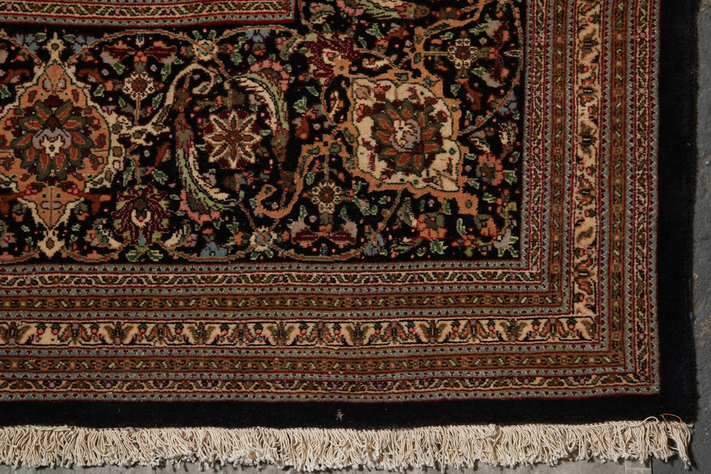 11.6 x 16.6 Authentic Persian Tabriz Mahi Handmade 400 KPSI Wool and Silk Rug Black #PIX-691