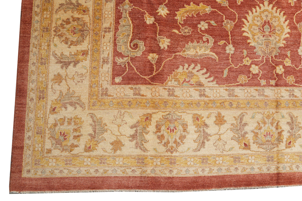 8.10 x 11.6 New Handmade Zigler Chobi Carpet Rust Coral #F-4181