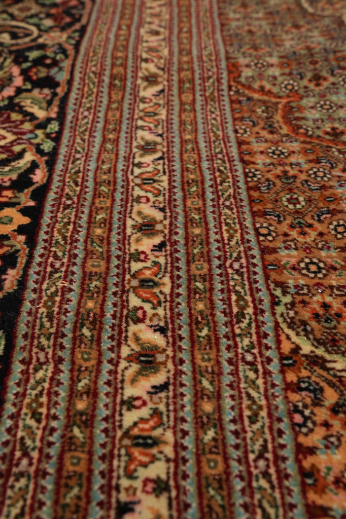 11.6 x 16.6 Authentic Persian Tabriz Mahi Handmade 400 KPSI Wool and Silk Rug Black #PIX-691