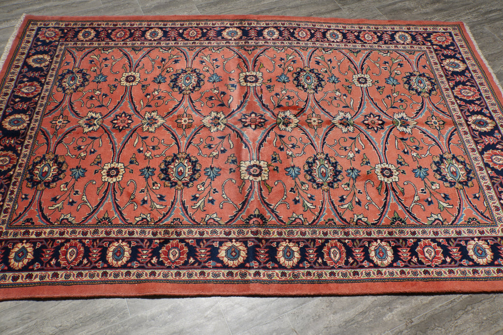 5.5 x 8.8 Blush Color Fine Persian Sarouk Rug #B-72415
