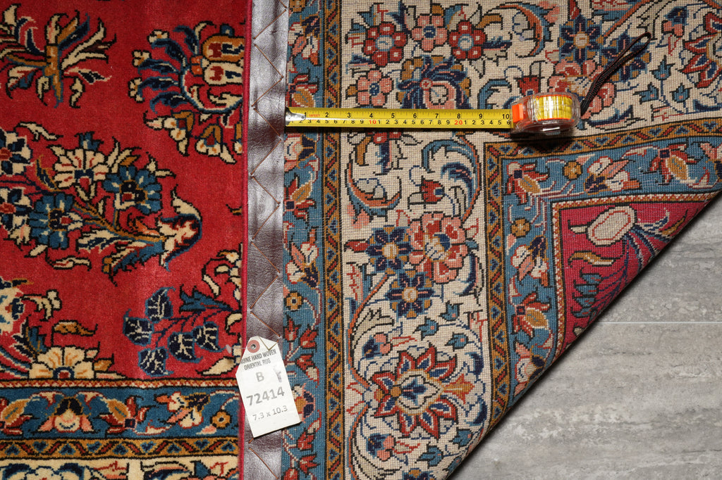 7.3 x 10.3 Pinky Salmon Persian Sarouk Wool Rug #B-72414