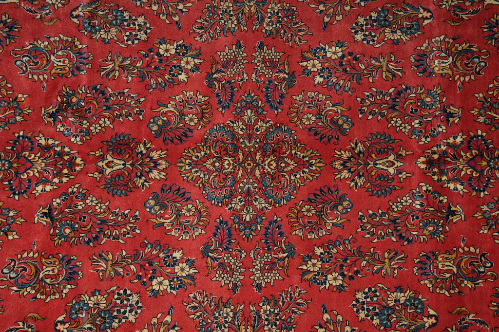 7.3 x 10.3 Pinky Salmon Persian Sarouk Wool Rug #B-72414