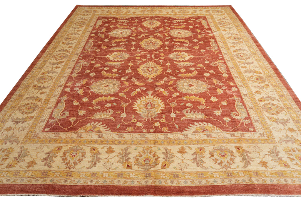 8.10 x 11.6 New Handmade Zigler Chobi Carpet Rust Coral #F-4181