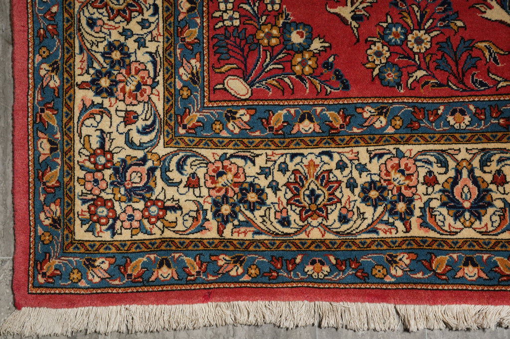 7.3 x 10.3 Pinky Salmon Persian Sarouk Wool Rug #B-72414